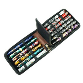 Estuche de cuero sintético para 12 plumas estilográficas o bolígrafos, bolsa de gran capacidad para tu colección, color marrón