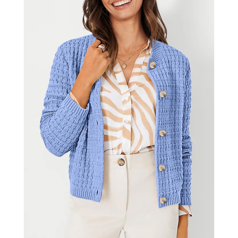 PRETTYGARDEN Women's Knit Cardigan Sweaters Casual Long Sleeve Open Front