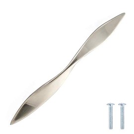 Decoranddecor Brushed Polished Twisted Kitchen Bathroom Cabinet Door Drawer Furniture Handles (160mm Hole Center, Brushed Chrome)