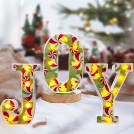 Timisea Christmas Decorations Indoor,Joy Lighted Sign,Joy Sign Christmas Outdoor for Mantle Party Bedroom Wall Fireplace Xmas Decor,3 Led Marquee Light Up Joy Letters Lights Sign
