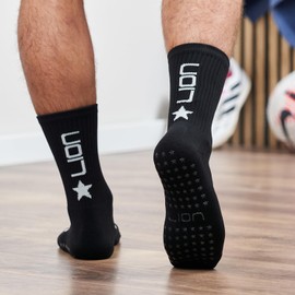 LION SPORTSWEAR Football Grip Socks For Men/Women/Kids - Variety Of Colours To Match Your Team Kit & Sleeve Socks (UK, Alpha, S, Black)