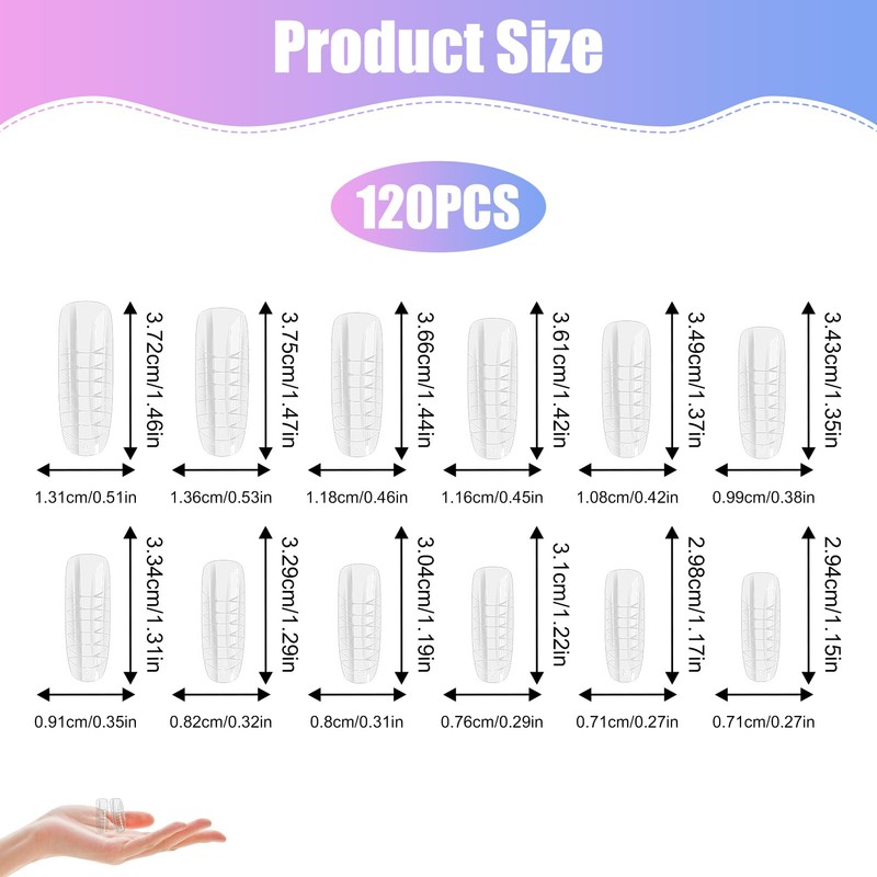tiyiyok 120 Piece Dual Nail Forms Set, Dual Shape Nails