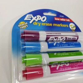 EXPO • Low-Odor Dry Erase Markers • Chisel Tip •  Fashion Colors • 4-Count “NEW”
