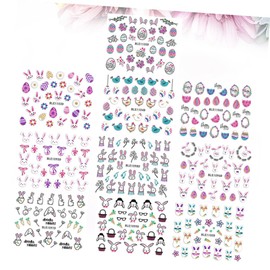 Healeved 10pcs Easter Decor Nail Stickers Manicure Paste Decals French Tip Kids Sticker Sheets for DIY