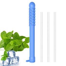 Mint Flavored Chewable Essential Oil Breath Stick Pure-Locked Flavor Breather Chew Stick, Chewable Oral Fixation Tool with 3 Refill Cores for Travel/Office/Car