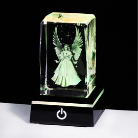 Guardian Angel Crystal Friendship Gifts for Women, Glass Angel Figurine Ornament with Lights Base, Sympathy Bereavement Gifts for Loss of Loved One