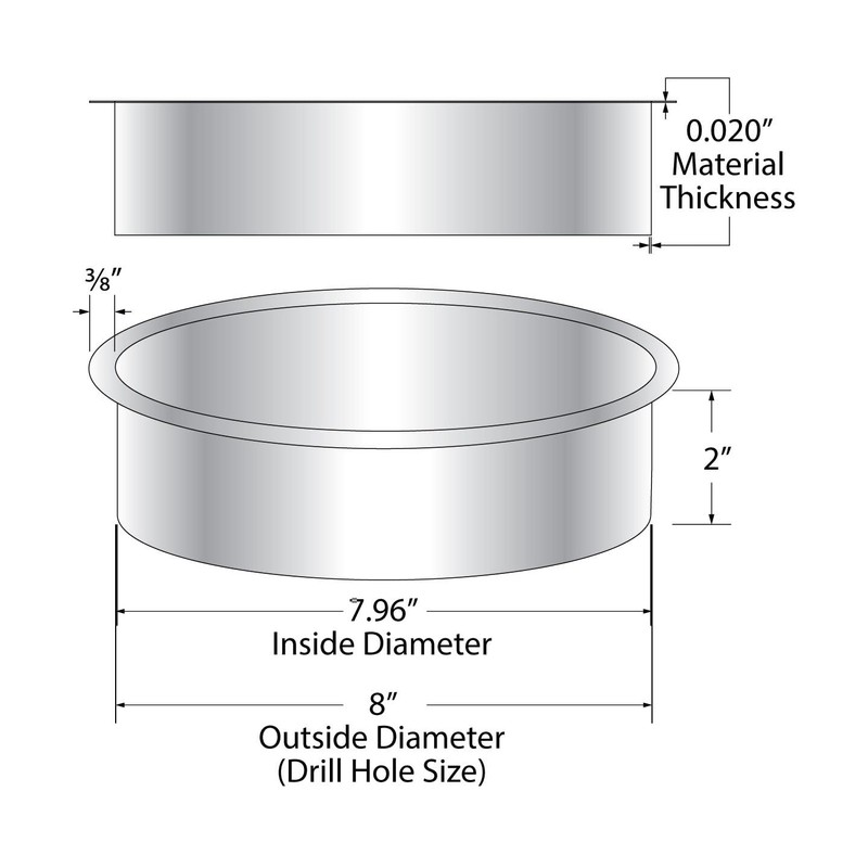 Outwater 8" (Nominal) Diameter x 2" Height 304 Stainless Steel
