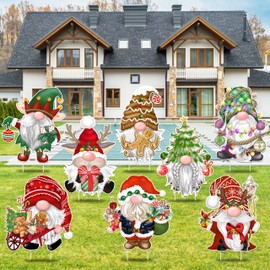 8 Pcs Christmas Gnome Yard Signs Xmas Decorative Gnomes Yard Stakes Holiday Christmas Swedish Tomte Yard Decorations Winter Home Pathway Walkway Decor Christmas Outdoor Garden Lawn Decorations