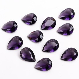 Crysmona Semi-Precious Amethyst Glass Gemstone- Rhinestones for Weddings Crafts Vase Fillers Jewels -Loose Glass Healing Crystals -Perfect for Crafting Unique Jewelry Designs Gift for Her (50 pcs)