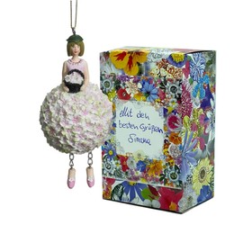Fiebiger Floristik Flower Girl Hydrangea Girl Rose Green Hanging Elf Decorative Figure Flower Fairy Figure Flower Figure Sculpture Flower Children in Gift Box