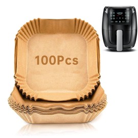 100Pcs Air Fryer Liners Compatible with Gourmia, Square Disposable Parchment Paper for Air Fryer, Non-Stick Unbleached Paper Liner for Frying, Baking, Roasting and Microwave