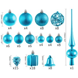Brubaker, 101-piece set of Christmas baubles with a tree topper, Christmas decoration