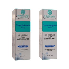 INDIGO LIFE NUTRACEUTICOS Pack Citrato de Potasio + Citrato de Magnesio – Equilibrio Mineral y Bienestar Muscular – 2 Frascos Gotero