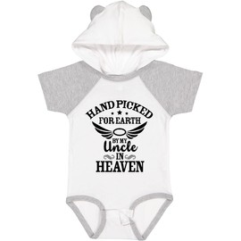 inktastic Handpicked for Earth By My Uncle in Heaven with Angel Wings Baby Bodysuit 6 Months White & Heather W/Ears 372bd
