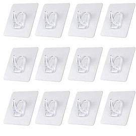 MinniLove Electrostatic Trace Strong Suction Hooks, Pack of 12, Electrostatic, Waterproof, Super Strong Suction Power, Up to 11.6 lbs (5 kg), Repeatedly Usable, No Traces, Convenient Hooks for Moving