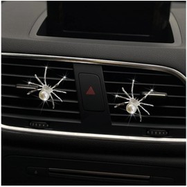 Silver Bling Spider Car Air Fresheners Vent Clips,Cute Lovely Spider Car Air Vent Clips Funny Diamond Car Diffuser Vent Clip Car Decoration Car Interior Decor Car Accessories,Interior Accessories