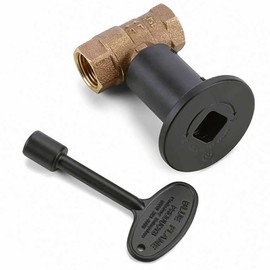HPC Fire 1/2-Inch Straight Gas Fire Pit Shut Off Valve Kit (MSFB), Flat Black Flange and Key