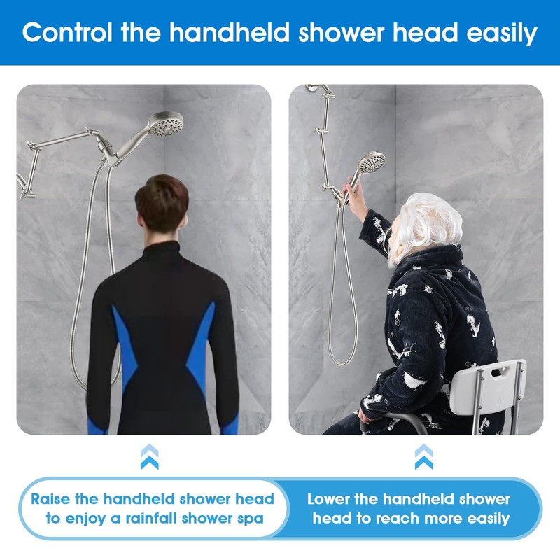 PDPBath Brass 16 Inch Shower Head Extension Arm, Upgrade Flexible