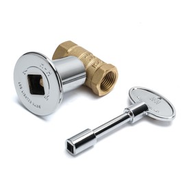Skyflame 1/2 Inch Straight Gas Key Valve Kit for Fire Pit Fireplace with Flange and 3 Inches Key, Chromed