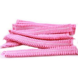 100pcs Disposable Hair Net Bouffant Cap Kitchen Food Medical Worker Non Woven US Pink Blue White (Pink)