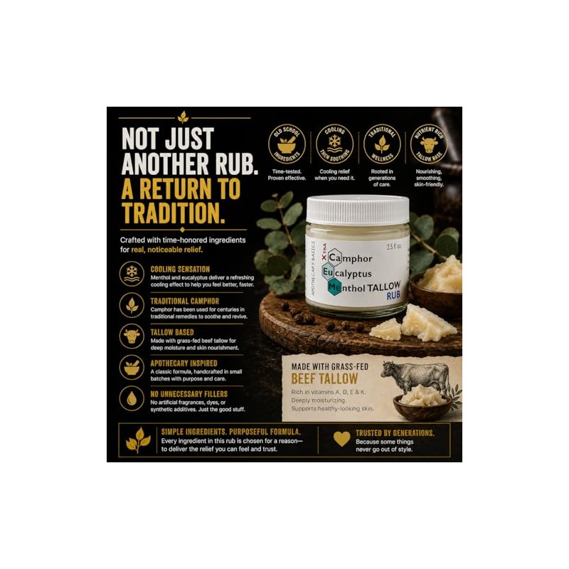 Camphor, Eucalyptus & Menthol Xtra Rub - Tallow Formula -