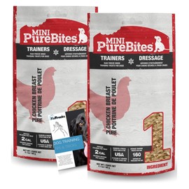 PureBites Mini Freeze Dried Chicken 2.1 oz each (2 Pack) 1 Ingredient, Healthy Low Calorie, High Protein Dog Treat or Perfect for Dog Training Inculdes FREE Guide