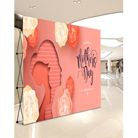 QWORK Fabric Display Stand, 7.5' x 10' Trade Show Display Frame Stand Backdrop Booth Stand for Exhibit, Conference