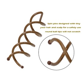 Mini Skater 1.88" Spiral Hair Pin Twist Barrette Spin Pins Non-Scratch Round Tips Twist Screw Hair Pin for Women Bun Hair Style DIY(Brown, Set of 20)