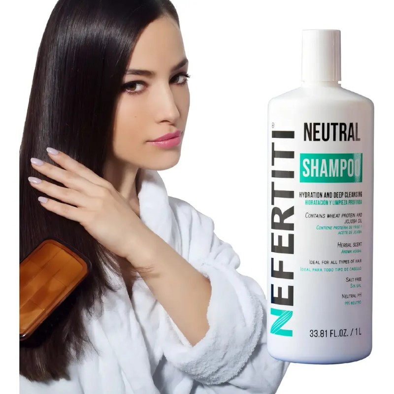 Shampoo Neutro Nefertiti Sin Sal + Limpieza Profunda 1000 Ml