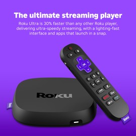 Roku Ultra - Ultimate Streaming Player - 4K Streaming Device for TV with HDR10+, Dolby Vision & Atmos - Bluetooth & Wi-Fi 6- Rechargeable Voice Remote Pro with Backlit Buttons - Free & Live TV