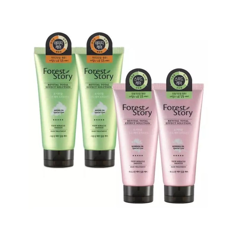 Forest Story 포레스트스토리 뷰미라클 헤어 트리트먼트 200ml 4개 [데미지 2개+스무드