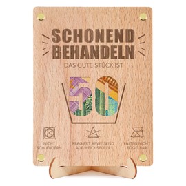Sugeru Geldgeschenke Geburtstag Holz Geburtstagskarte, 50. Geburtstag Geldgeschenke Verpackung aus Holz inkl. Ständer, Witzige Konfirmation Geschenk für 50 Geburtstag Mann Frau (50. Geburtstag)