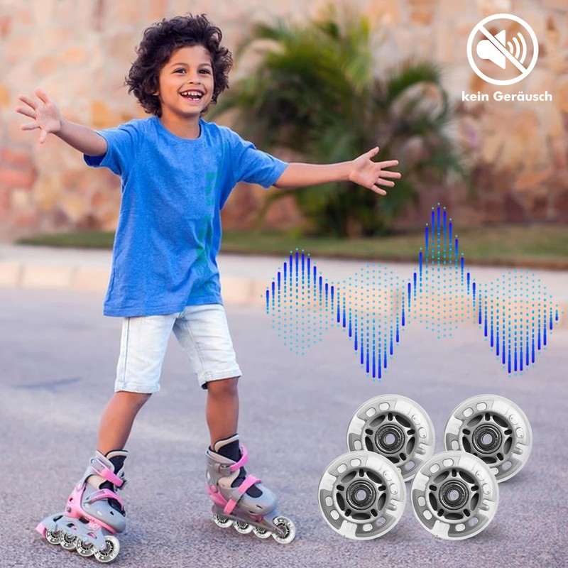Pack of 8 LED Inline Skate Wheels 72 mm -