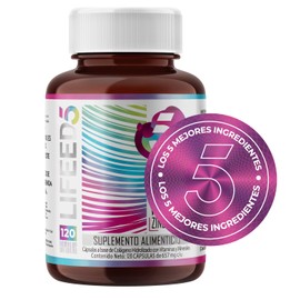 LIFEED Biotina, Colageno Hidrolizado Puro, Vitamina E, Vitamina B5 y Zinc | Suplemento Multivitaminico Mujer y Hombre | Cabello, Piel y Uñas | 120 Cáp