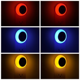 6 Pack LED Night light, LED night lights plug into wall with dusk to dawn sensors, plug in night lights for kids room, bedroom, bathroom, baby nursery,Stair Lights, Hallway Light, Red, Blue, Amber