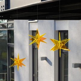 Cazador-del-sol ® - The Original | Estrella | 3D | Set of 2 Suncatcher Star Yellow | Diameter 20 and 13 cm