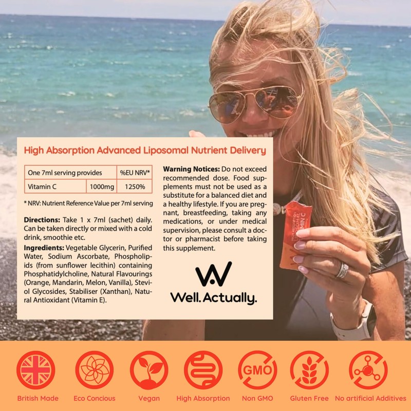 WELL ACTUALLY Liposomal Vitamin C 1000mg Sachets - High Bioavailability
