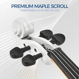 Silent Electric Solid Wood Violin Kit with Ebony Fittings in White Metallic Varnish - Full Size 4/4 Electric Violin for Beginner and Professional Musicians