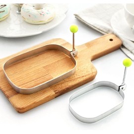 ZhangyiHot Silver Egg Ring Mold, Rectangle Crumpet Ring, Pancake Mold, Stainless Steel, Rectangular, Silver