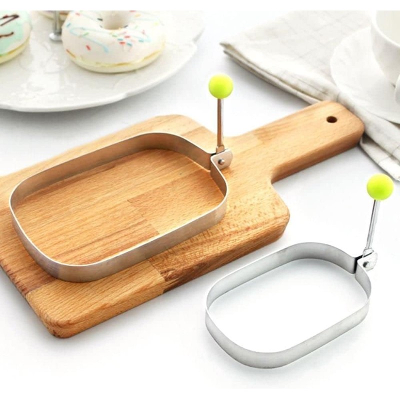 ZhangyiHot Silver Egg Ring Mold, Rectangle Crumpet Ring, Pancake Mold,