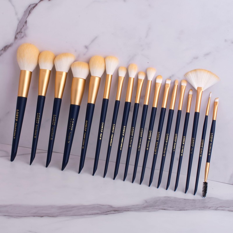 LORYP Makeup Brushes Set Labeled 18 Piece Face and Eye
