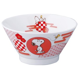 Peanuts SN2101-311 Snoopy Noodle Bowl (33.8 fl oz (1,000 ml) Ramen Bowl, Noodle Bowl, Red Plum, Kissho Series, Made in Japan Yamaka Shoten