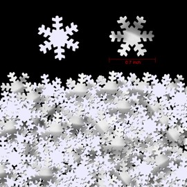 HOWAF Pack of 1500 Snowflakes Confetti, Christmas Winter Decoration, Silver and White Snowflakes Scatter Decoration, PVC Snowflakes Confetti Table Decoration, Wedding, Birthday, Christmas Decorations