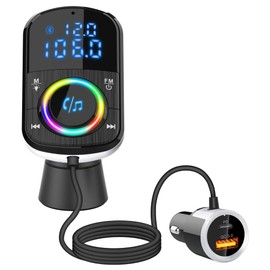 eppfun Car Bluetooth FM Transmitter Hands-free Car Kit with Quick Charge QC 3.0 Car Radio Adapter and microSD Card Music Playback