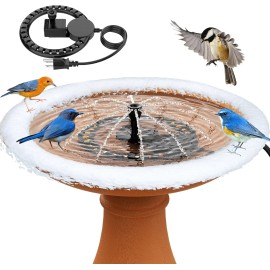 iKuchelife Bird Bath Heater with Water Pump - Thermostatic Outdoor Winter Birdbath Deicer