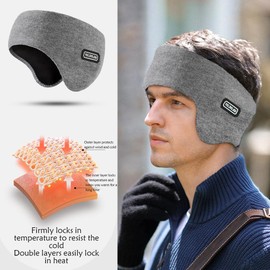 Wnddle Winter Ear Warmers, Winter Ski Earmuffs, Headband Headband, Double Layer Warm Ear Muffs (Ear Warmers) for Men and Women, Ear Warmers for Running, Camping, Skiing, Mountaineering, gray