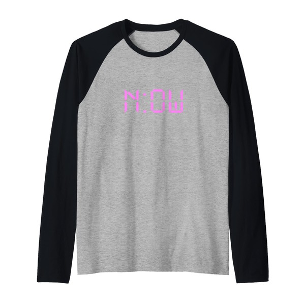 Pink The Time Is Now Pink Graphic Raglan Baseball Tee