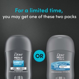 Dove Men+Care Antiperspirant Deodorant Stick Clean Comfort 72-Hour Sweat & Odor Protection Antiperspirant for Men With 1/4 Moisturizing Cream 0.5 oz (Pack of 36)