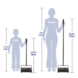Eyliden Barredora de alfombras, barredora ligera de tamaño pequeño, sin ruido, no eléctrica, fácil de barrer, escoba compacta automática solo para limpieza de alfombras