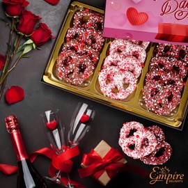 Valentine’s Day Chocolate-Covered Pretzels – 12 Gourmet Assorted Pretzels in Valentine Gift Box – Great Gift for Women